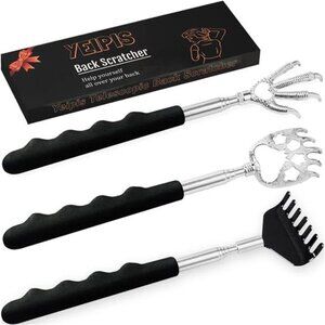 3-Pack Telescopic Back Scratchers  Bear Claw, Rake, and Paw Stainless Steel